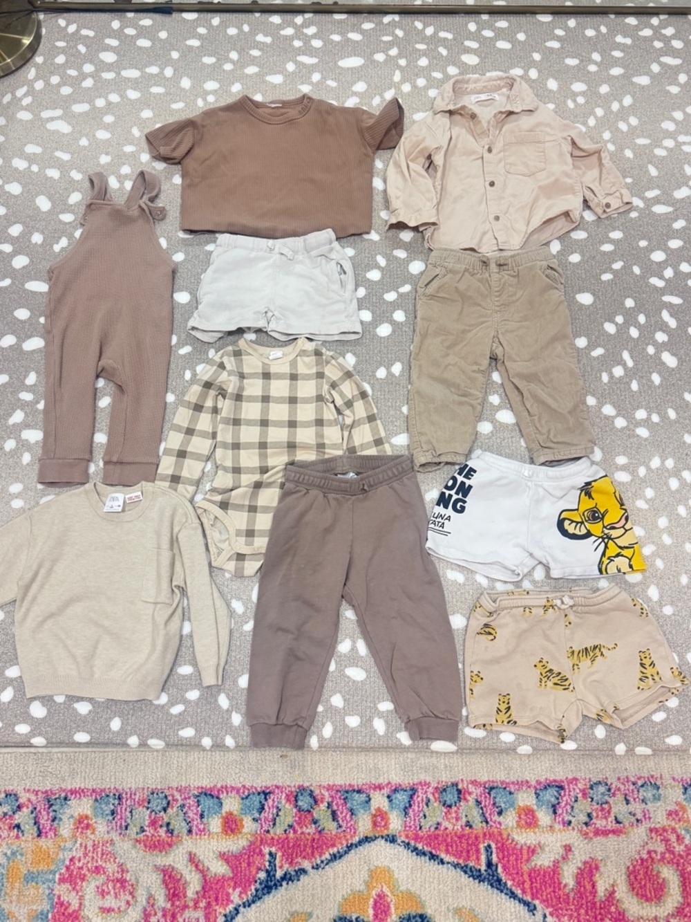 Lot of 10 Zara Kids H&M neutral jumpsuit sweater beige toddler boy shorts pants - Picture 4 of 16